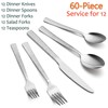 E-far 60-Piece Silverware Set, Hammered Stainless Steel Square Flatware Cutlery