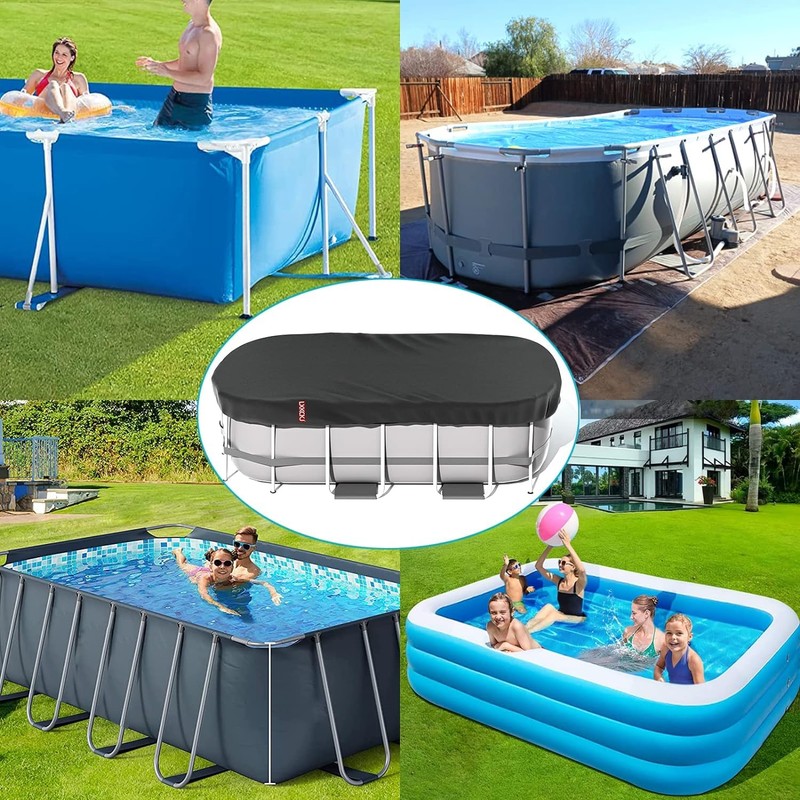 LXKCKJ Rectangular Pool Cover for Above Ground Pools, Solar Oval