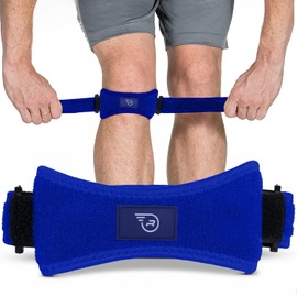 Run Forever Sports Patella Strap Knee Brace Support for Arthritis, ACL, Running, Basketball, Meniscus Tear, Sports, Athletic. Best Knee Brace for Hiking, Soccer, Volleyball & Squats (Pack Of 2, Blue)