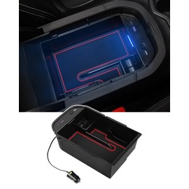 Auto Spec Toyota Alphard/Vellfire 30 Series Built-In Console Box, Car Storage Box, Type-C QC3.0 USB Ports Included, Special Design for Vehicles, Sensor LED Light, Accessory Compartment, Anti-Slip Mat,