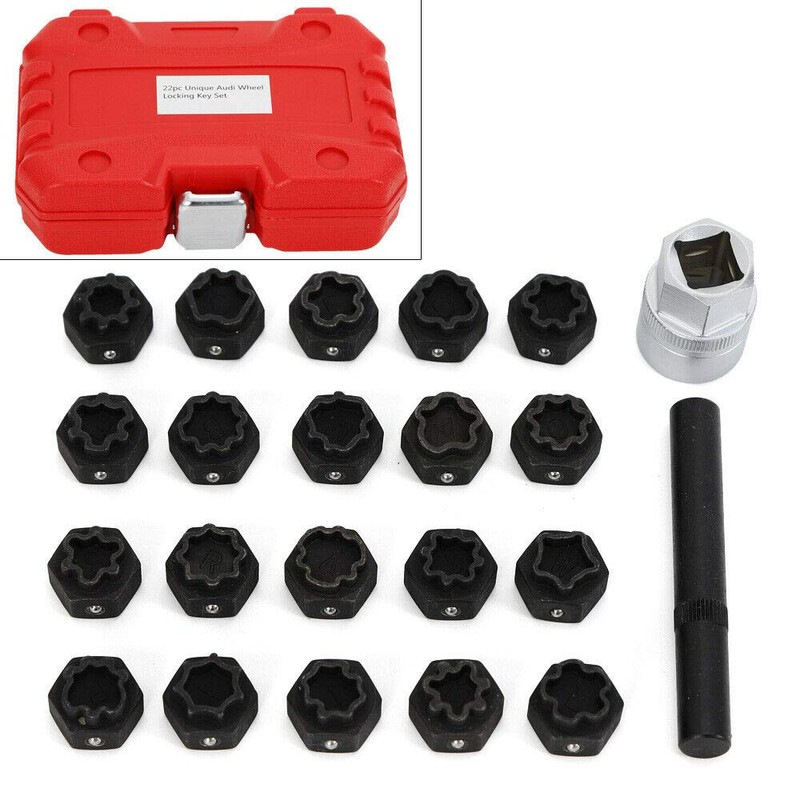 LYNICESHOP Car Wheel Lock, 22Pc Wheel Locking Key Anti-Theft Removal
