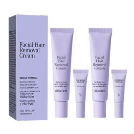 Angel Silk ANGEL SILK Facial Hair Removal Cream for Women & Men, Gentle Painless Depilatory Cream for Sensitive Skin, for Upper Lip, Chin & Cheeks, 8-Minute Fast Acting, 2Pack