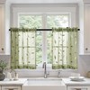 MIULEE Sage Green Sheer Curtains 2 Panels Embroidered Leaf Patterned