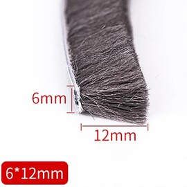 Soezy 16 Ft (5m) 196 Inch Sliding sash Windows Doors Tape Pile Draught excluder Brush Seal Strip weatherstrip 6mm x 12mm (1/4 1/2 Inch, Gray)