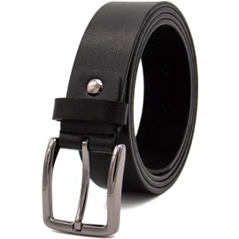 jazzylab Modern Men's Leather Belt - 35mm - Adjustable - Classic Pin Buckle - Handmade in Turkey - For Business & Leisure, black