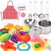 Qizebaby Kids Kitchen Pretend Play Toy Set with Stainless Steel