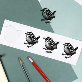 Azeeda 4 x 'Wren Bird' Clear Sticker Decals – Waterproof Film for Windows, Cars, Walls & Crafts, Small (50mm) (DC00131244)