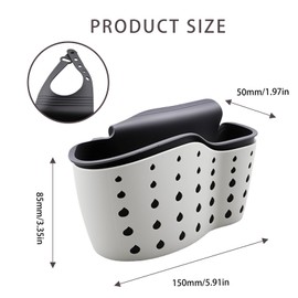Heran 2 Pack Kitchen Sink Caddy Sponge Holder, Hanging Ajustable Strap Faucet Caddy with Drain Holes for Drying, Draining Holder for Sponges, Easy to Install and Maintain (Beige)