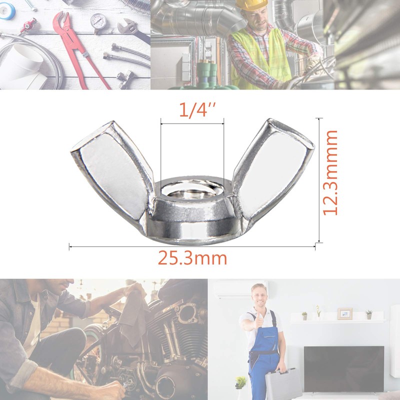 Wing Nuts,1/4"-20 Wing Nuts,304 Stainless Steel Wing Nuts,Fasteners Parts Butterfly