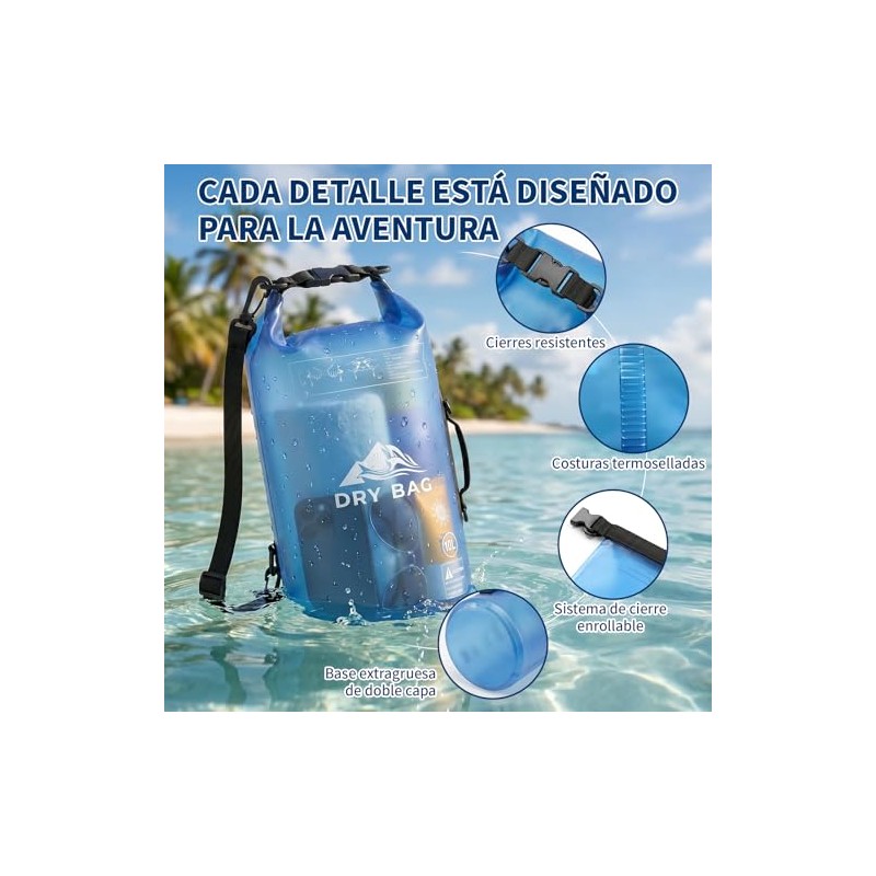 Bolsa Impermeable Seca 5L 10L，Con Funda Impermeable Para Celular，Correa Larga