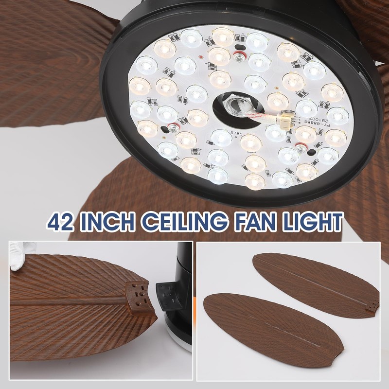Surtime Palm Leaf Ceiling Fans with Lights-42 Tropical Ceiling Fan