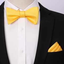 Men’s Bow Tie Solid Colors Luxury Satin Bowtie Formal Classic Tuxedo Self-tied Bow Ties Pocket Square Set Wedding Party