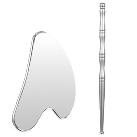 ElevateTech 2Pcs Stainless Steel Gua Sha Acupuncture Pen, Facial Massager Acupressure Needle Tool Manual Reflexology Tools Easy to Use Full Body Deep Tissue (Silver)