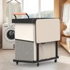 60 Gal (230L) Laundry Hamper 3 Section with Lid, Leather