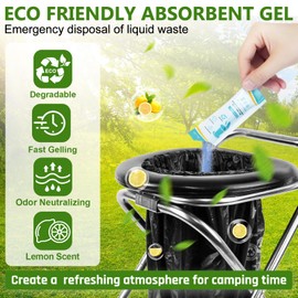 BLIKA Portable Toilet for Camping, 350LBS Stainless Steel Foldable Camp Travel Toilet with Soft Seat for Adults, Portable Potty for Camping, RV Travel, Road Trips, Includes Waste Bags with Gel