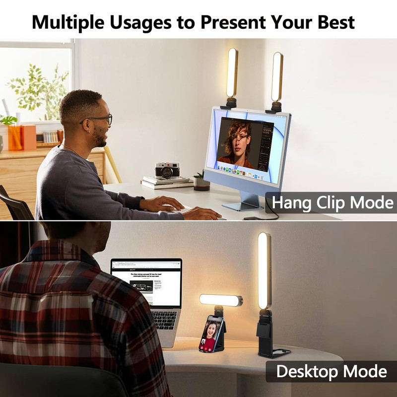 yAyusi Dual-lamp Video Conference Lighting, LED Streaming Light with Remote