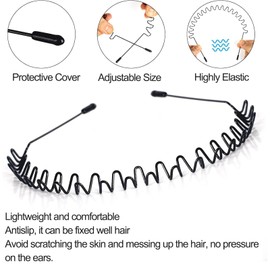 Mens Hair Band Sports Hair Bands for Men, Non-Slip Sports Fashion Headband, Metal Hair Band for Men, Hair Hoop for Outdoor Sports, Weddings,Daily Wear (2 Pieces)