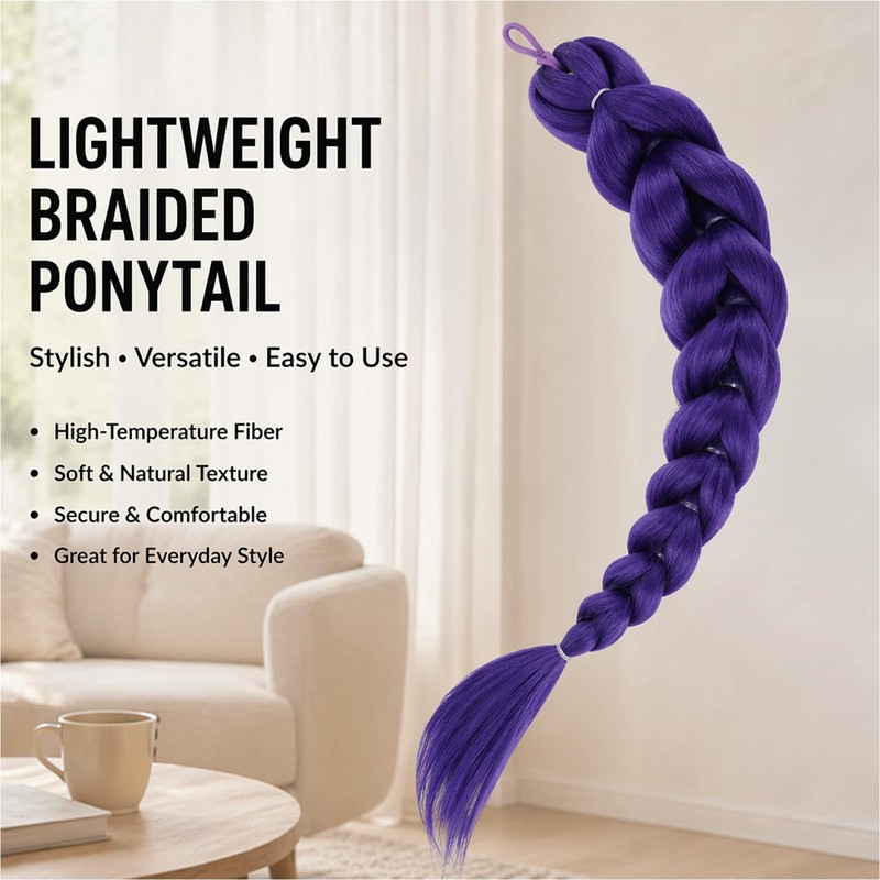 Purple Hair Extensions Set - Ponytail Hair Extension - Velvet