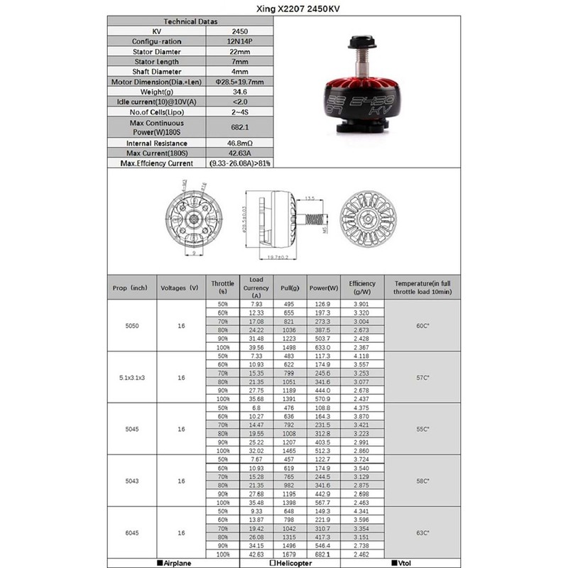 XING 2207 Brushless Motor RC Spare Parts Accessory for RC