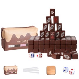 VPH Mini Chinese Mahjong Chocolate Cocoa Beans 144 Pcs Leather Pouch with Ruler Tablecloth