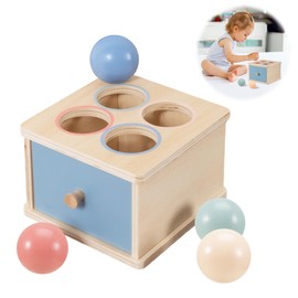 worahroe Montessori Toy from 1 Year Wooden Pitch Box, Sensory Building Blocks, Children's Toy, Colour Sorting Game with Ball Box, Wooden Toy from 1 Year, Baby Motor Skills Toy, Gift for Boys and Girls