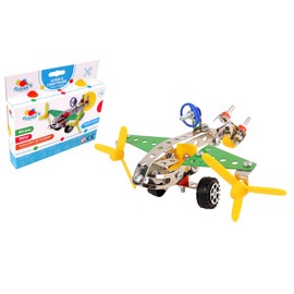 FLYPOP'S - Aeroplane to Assemble - 038572 - Multicoloured - Metal - 80 Pieces - Children's Toy - Gift - Mechanics - Kit - Crafts - Assembly - Birthday - from 6 Years