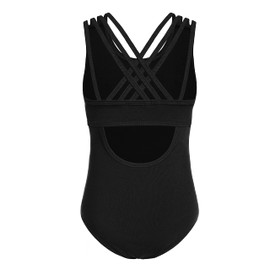 Arshiner Girls Ballet Leotards Dance Gymnastic Outfits Crisscross Straps Sleeveless Tank Bodysuit,Black,11-12 Years