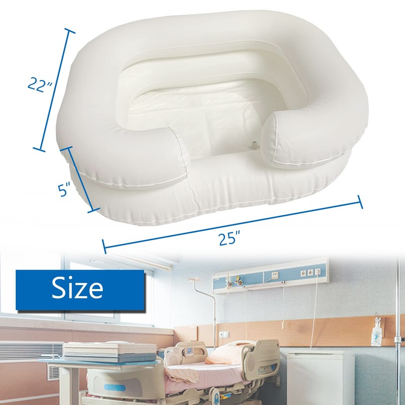 Inflatable Shampoo Basin - Wash Head Tub, Bedside Overhead Shower