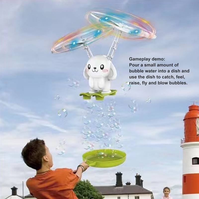 Bubble Blowing Helicopter Toy USB Rechargeable Automatic Induction Bubble Flying