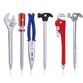 6 Pcs Novelty Pens,Funny,Cool,Fun,Multi Tool Pen,Rude for Adults,for Kids,Office Gifts,Ballpoint,Hardware Hand Shape Black Ink Writing Wrench Pliers Hammer Screwdriver Design for School Stationary