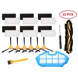 JJ NEUMANN Replacement Parts for EcoVacs Deebot N79, N79S, N79SE, N79W, Deebot 500, Eufy 11 - 6 Brushes+6 Filters+1 Main Brush+1 Screen