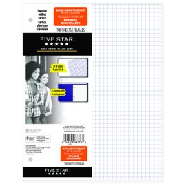 Five Star Quad Refill Paper, 3 Hole Punched, 10-7/8 X 8-3/8 Inches, 100 Sheets (66376)