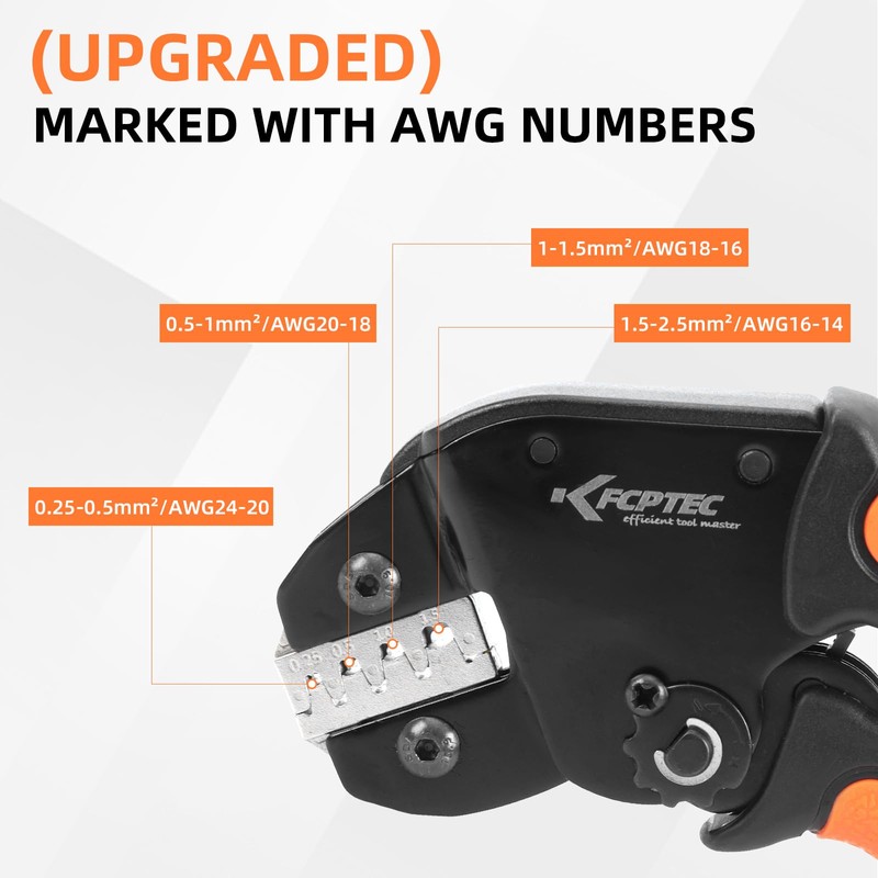 KF CPTEC Ratcheting Crimping Tool for Open Barrel Terminals, for
