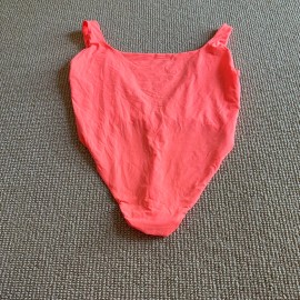 Skims Neon Orange Square Neck High Cut Thong Bodysuit, Size 3X NWT