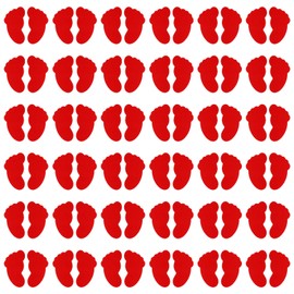 PATIKIL Foot Shape Carpet Markers 40 Pairs Nylon Flow Spot Markers Colorful Hook and Loop Marker Dot Classroom Kids Teacher Supplies Red