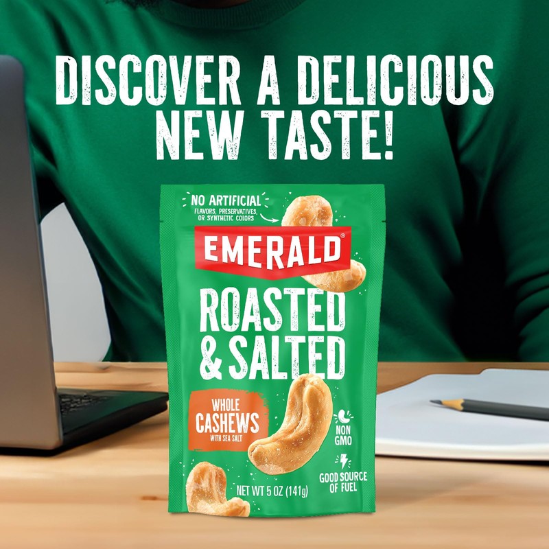 Emerald Nuts Roasted and Salted Whole Cashews (1-Pack), 5oz Resealable