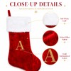 Letter M Red Christmas Stocking Embroidered Plush Xmas Stocking for