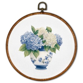 KSDUT Chinoiserie Vase Flower Wall Art Decor - Blue and White Chinoiserie Textile Wall Art Canvas Frame Hanging Prints, Blue Porcelain Wall Art Decor for Grandmillennial Home Decorations 8"x8"