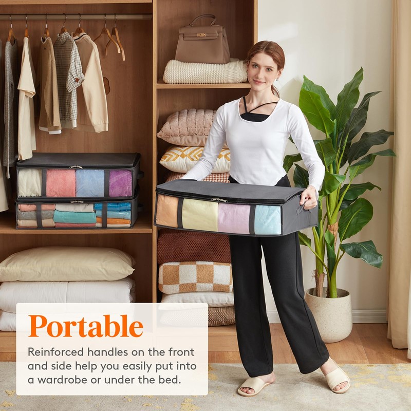 Lifewit 40L Under Bed Storage Containers 4 Pack, Foldable Clothing