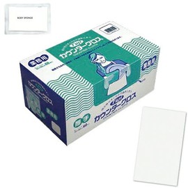FUJI COUNTER CLOTH Commercial Counter Cloth, Thick, 13.8 x 23.6 inches (35 x 60 cm), White, 60 Sheets + Disposable Sponge Included
