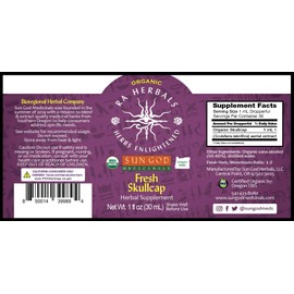 Ra Herbals Certified Organic Fresh Skullcap Tincture | Natural Herbal Extract | Soothing Blend 1 oz