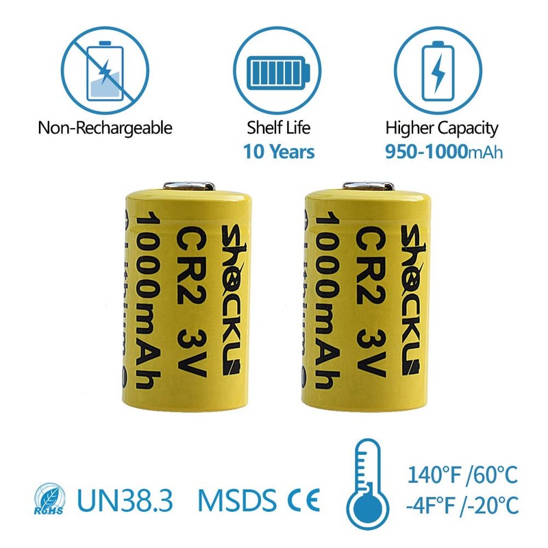 funkawa CR2 3 Volt Lithium Batteries 1000mAh, Shockli Photo Lithium