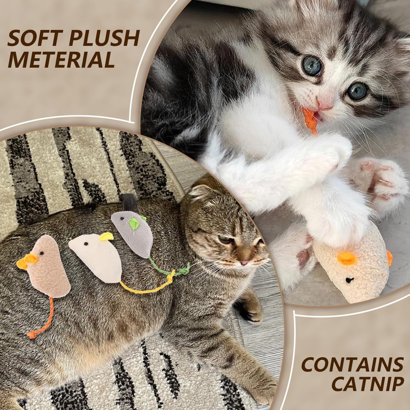 ASIRYVA 6 Pack Catnip Mouse Toys for Indoor Cats, Catnip
