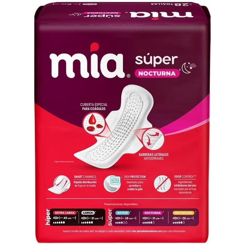 Toalla Femenina Mia Super Noctura 31 cm 28 pzas