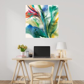 Fine Art Canvas Bird of Paradise Canvas Wall Decor by Artist K. Nari for Living Room, Bedroom, Bathroom, Kitchen, Office, Bar, Dining & Guest Room - Ready to Hang - 22 in x 22 in