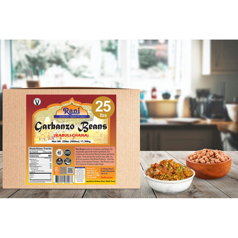 Rani Garbanzo Beans (Kabuli Chana) 400oz (25lbs) 11.36kg Bulk Box