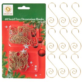 120Pcs Gold Christmas Ornaments Hangers Hooks for Christmas Tree Baubles, String Lights – Reusable Swirl S Hooks for Easy Xmas Art Craft Decorations