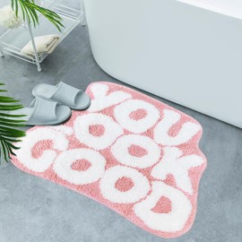 Inshere You Look Good Bath Mat Cute Bathroom Rugs, Pink Bathroom Decor Mat Soft & Absorbent Plush Coral Fabric, Cool Funny Bath Mat Non-Slip Washable 25”x21”