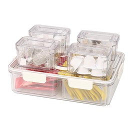 SUPERLELE 16 In 2 Plastic Organizer Box, Refrigerator Storage Box With Lids, Plastic Cases Clear Storage Containers Boxes, Handles Food And Fruit Organizers And Storage, Rectangle box