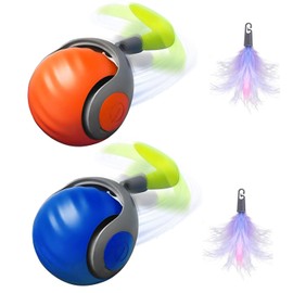 Funcupri Speedy Tail 2.0 Cat Toy, Interactive Cat Ball for Indoor Cats,Automatic Moving Pet Toys, Wave-Design for All Floors & Smart Obstacle Avoidance(Orange+Blue)